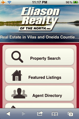 mobile optimized home page view of EliasonRealty.com