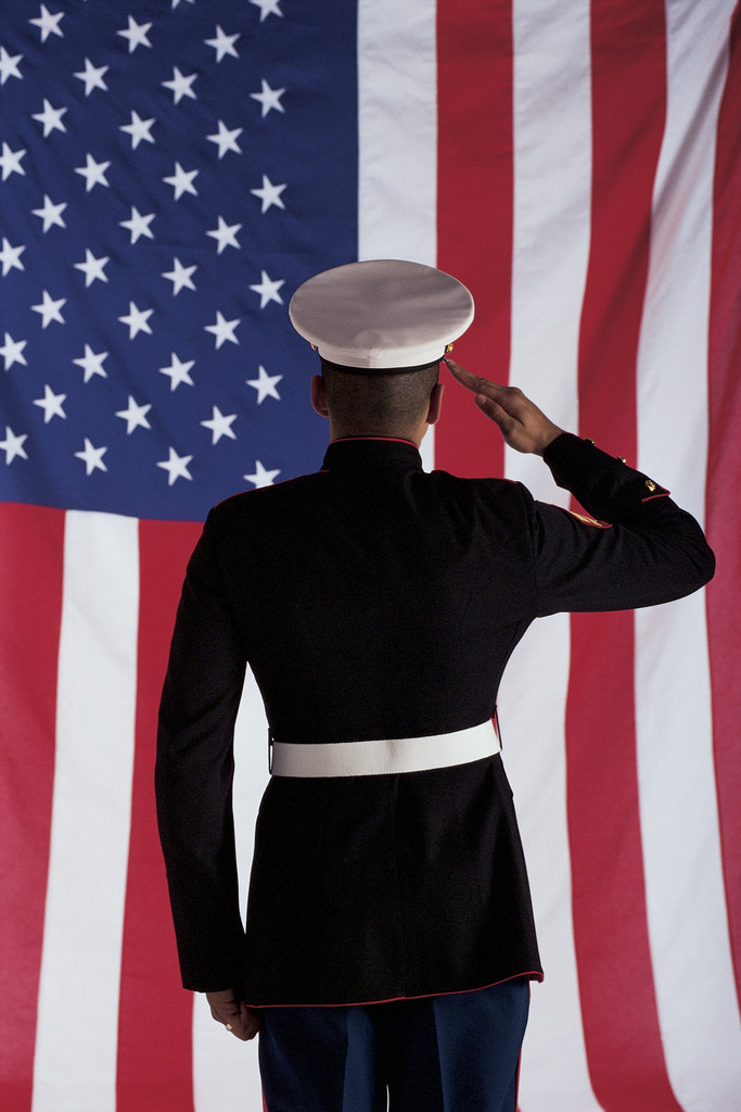 Soldier Saluting Flag