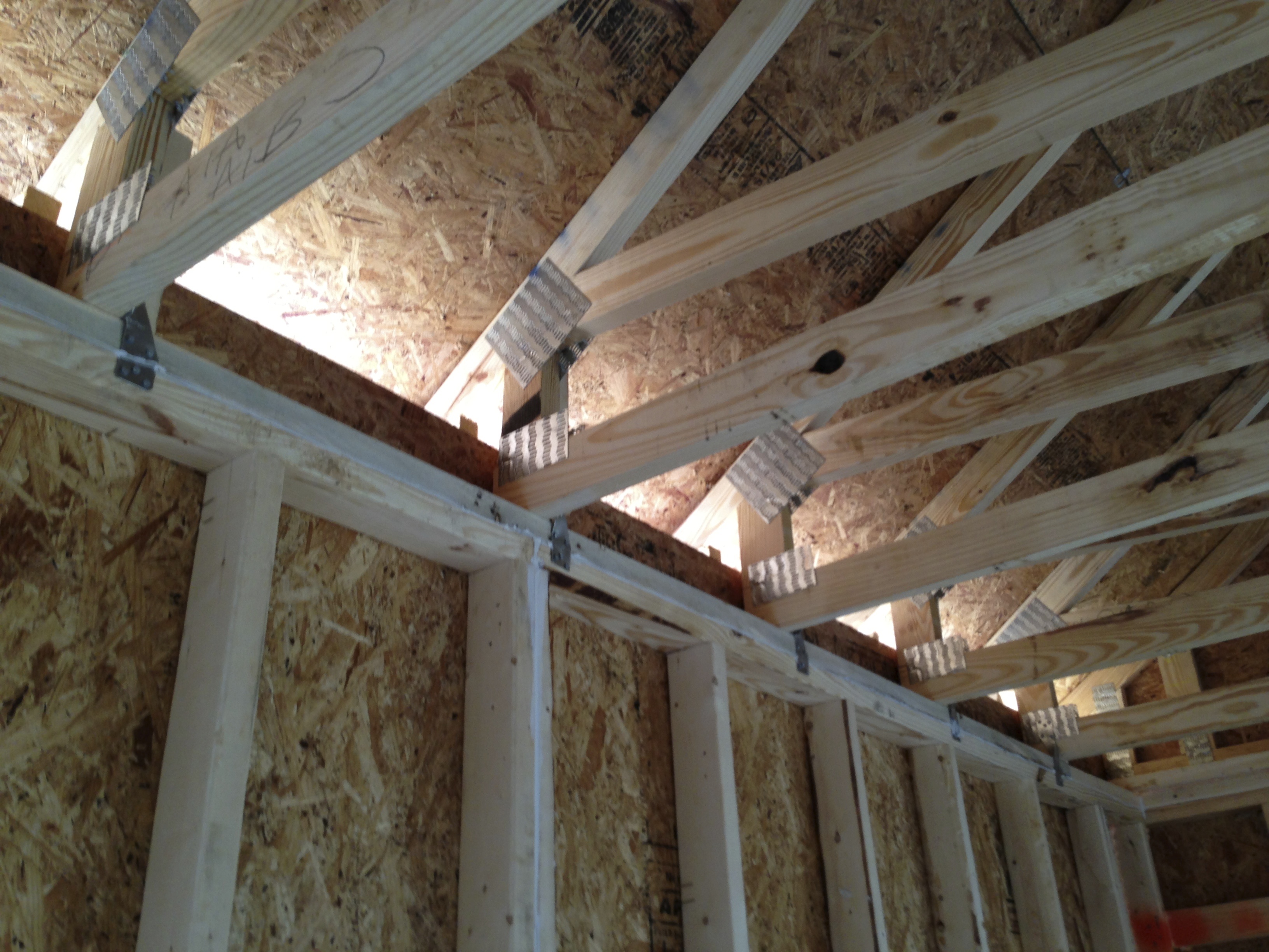 Roof Trusses on 24 inch centers installed. Photos by Van Woody of Spring Hill TN