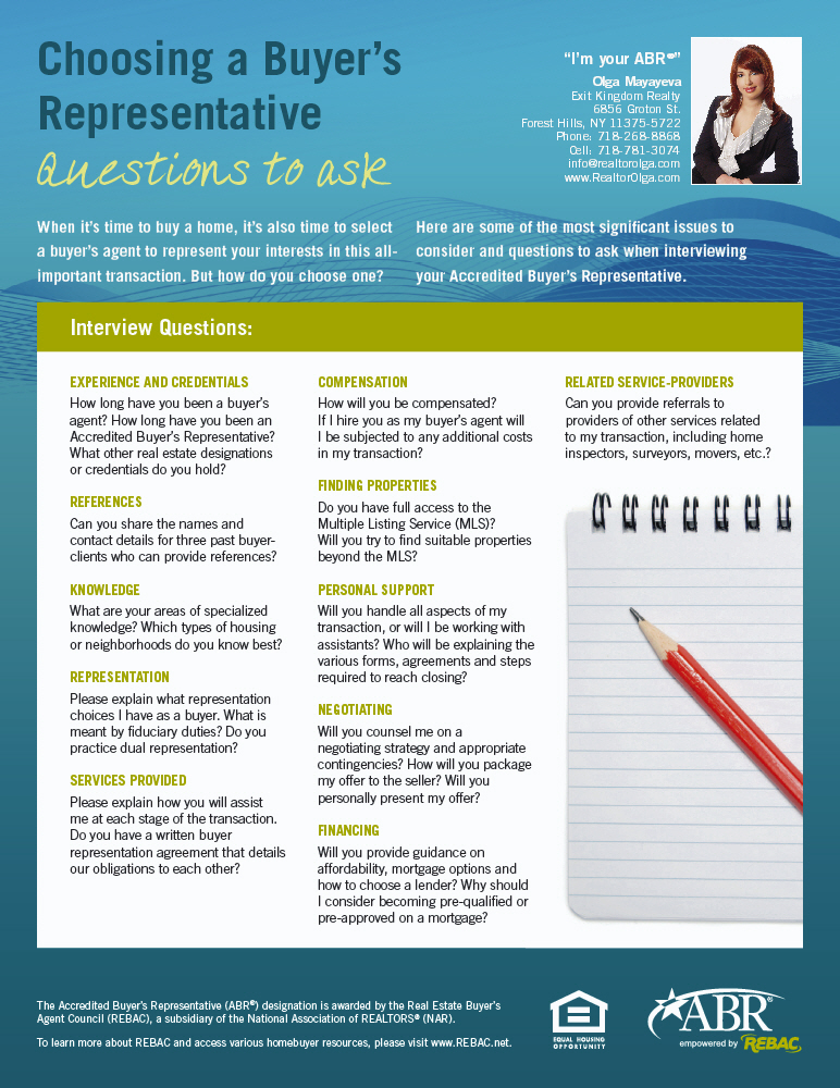 Choosing a Buyer's Representative Questions To Ask